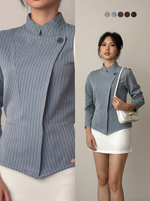 Load image into Gallery viewer, Kadaka Raina Top | Striped Modern Beskap with Adjustable Waist | Atasan Beskap Wanita | Modern Heritage Collection T-0569
