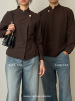 Muat gambar ke penampil Galeri, Kadaka Arka Beskap | Men Striped Modern Beskap | Atasan Pria Beskap Lengan Panjang | Modern Heritage Collection MT-0231
