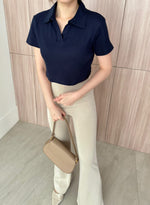 Muat gambar ke penampil Galeri, Kadaka T-0464 Crop Polo Shirt Wanita Korea Cotton Knit
