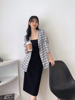 Load image into Gallery viewer, Kadaka O-0171 Plaid Tweed Blazer Korean Style
