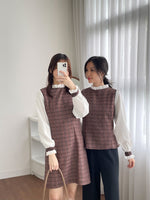 Muat gambar ke penampil Galeri, D-0189 Dress Tweed Korea Frill Neck
