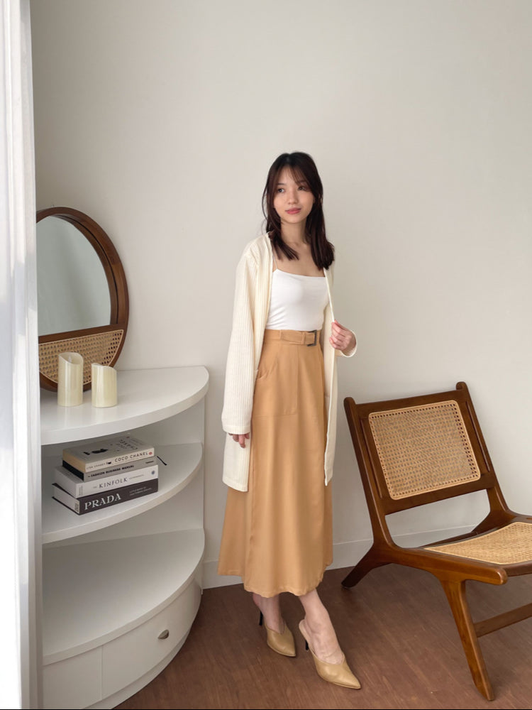 Kadaka B-0143 Long Maxi Skirt Korea Detail Belt