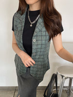 Muat gambar ke penampil Galeri, Kadaka T-0491 Vest Rompi Wanita Plaid Woven Tweed Korea
