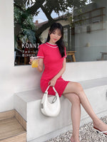 Muat gambar ke penampil Galeri, Kadaka D-0208 Mini Dress High Neck Detail List
