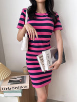 Muat gambar ke penampil Galeri, Kadaka D-0168 Dress Salur Stretch ala Korean
