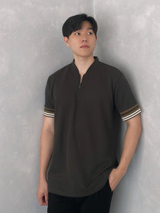 Kadaka MT-0171 Zipper Polo Shirt Stripes Detail Kerah Shanghai