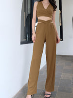 Muat gambar ke penampil Galeri, Kadaka B-0161 Celana Cut Out Waist Long Pants Celana Panjang Wanita Stretch
