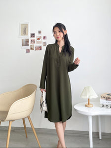 Kadaka D-0205 Loose Midi Dress Wanita Tangan Panjang Crepe Premium