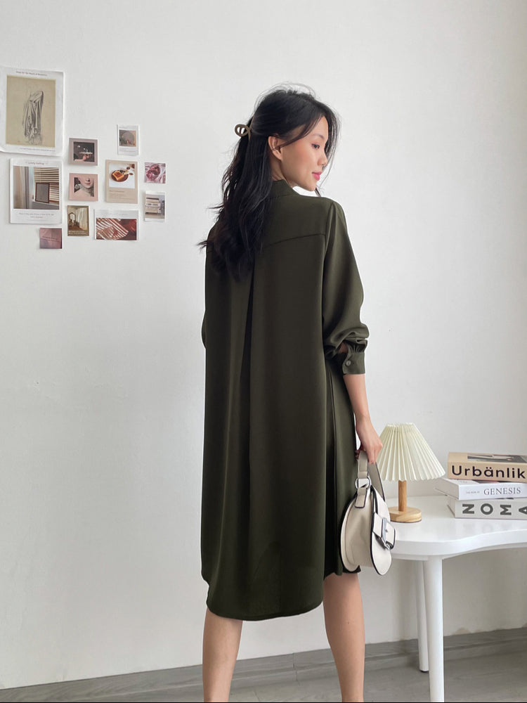 Kadaka D-0206 Midi Dress Kancing Wanita Long Outer Crepe Premium