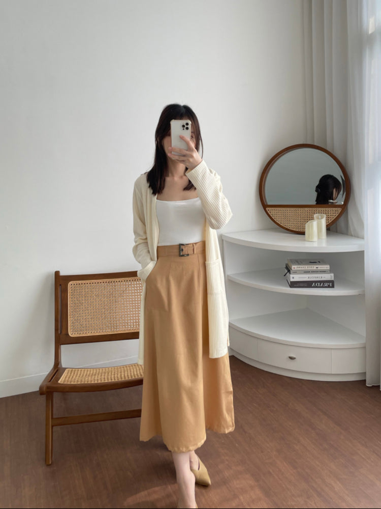 Kadaka B-0143 Long Maxi Skirt Korea Detail Belt