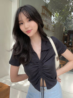 Load image into Gallery viewer, Kadaka T-0466 Top Scrunch Serut Detail Kerah Knit Korea
