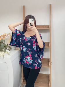 Kadaka T-0262 Top Blouse Korea Floral Pattern