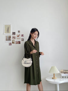 Kadaka D-0206 Midi Dress Kancing Wanita Long Outer Crepe Premium