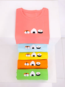 Kadaka T-0328 Tshirt Kaos Sushi Cute Embroidery Timbul