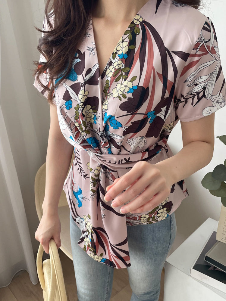 Kadaka T-0208 Top Floral Wanita Satin