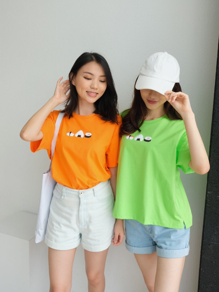 Kadaka T-0328 Tshirt Kaos Sushi Cute Embroidery Timbul