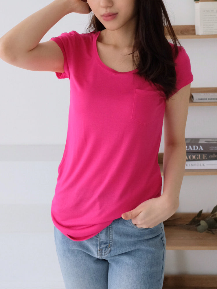 Kadaka T-0409 Tshirt Kaos Wanita Rayon Detail Pocket