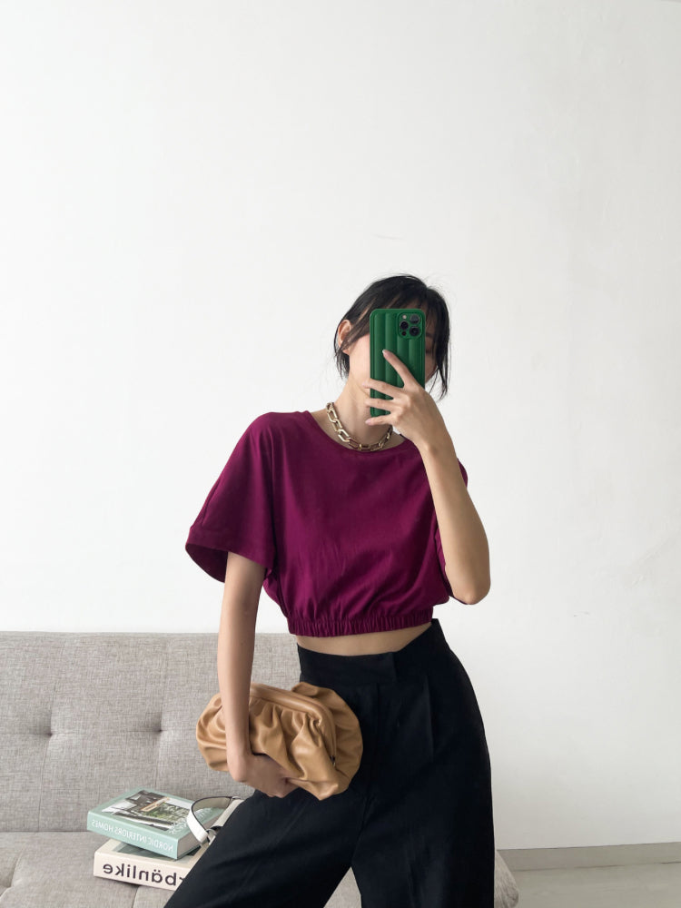 Kadaka T-0307 Oversized Crop T-shirt (Karet Pinggang)