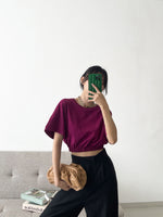 Muat gambar ke penampil Galeri, Kadaka T-0307 Oversized Crop T-shirt (Karet Pinggang)
