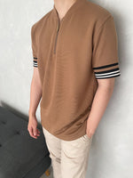 Muat gambar ke penampil Galeri, Kadaka MT-0171 Zipper Polo Shirt Stripes Detail Kerah Shanghai
