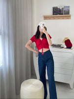 Load image into Gallery viewer, Kadaka T-0451 Crop Top Scrunch Korea Cotton Rib Knit
