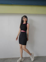 Muat gambar ke penampil Galeri, Kadaka D-0214 Two Way Mini Bodycon Dress Cut Out Detail List Neon
