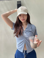 Load image into Gallery viewer, Kadaka T-0466 Top Scrunch Serut Detail Kerah Knit Korea
