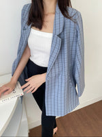 Muat gambar ke penampil Galeri, Kadaka O-0181 Blazer Wanita Outer Oversized Plaid Kotak - Kotak Tweed Korea
