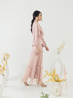 Muat gambar ke penampil Galeri, Kadaka B-0195 Rok Maxi Wanita Long Skirt Ruffle Satin Chantilly Lace
