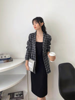 Load image into Gallery viewer, Kadaka O-0171 Plaid Tweed Blazer Korean Style
