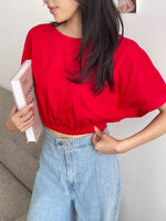 Muat gambar ke penampil Galeri, Kadaka T-0307 Oversized Crop T-shirt (Karet Pinggang)
