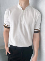 Muat gambar ke penampil Galeri, Kadaka MT-0171 Zipper Polo Shirt Stripes Detail Kerah Shanghai
