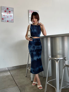 Kadaka B-0200 Tie Dye Scrunch Midi Skirt Rok Midi Wanita