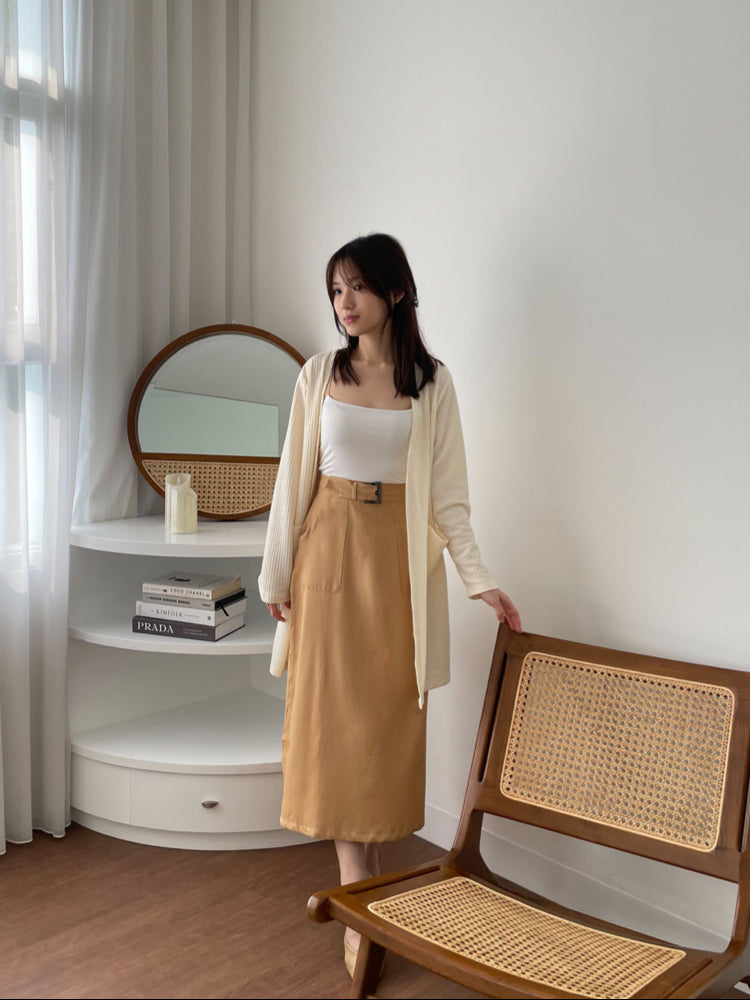 Kadaka B-0143 Long Maxi Skirt Korea Detail Belt