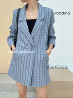 Muat gambar ke penampil Galeri, Kadaka O-0181 Blazer Wanita Outer Oversized Plaid Kotak - Kotak Tweed Korea
