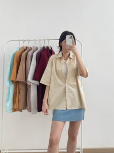 Kadaka T-0500 Basic Oversized Shirt with Slit | Atasan Kemeja Wanita Oversized