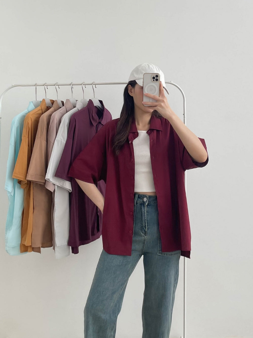 Kadaka T-0500 Basic Oversized Shirt with Slit | Atasan Kemeja Wanita Oversized