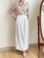 Muat gambar ke penampil Galeri, Kadaka B-0191 Satin Skirt Rok Maxi Wanita with Pockets
