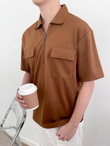 Kadaka MT-0193 Half Zip Polo Shirt | Atasan Polo Pria Double Pocket