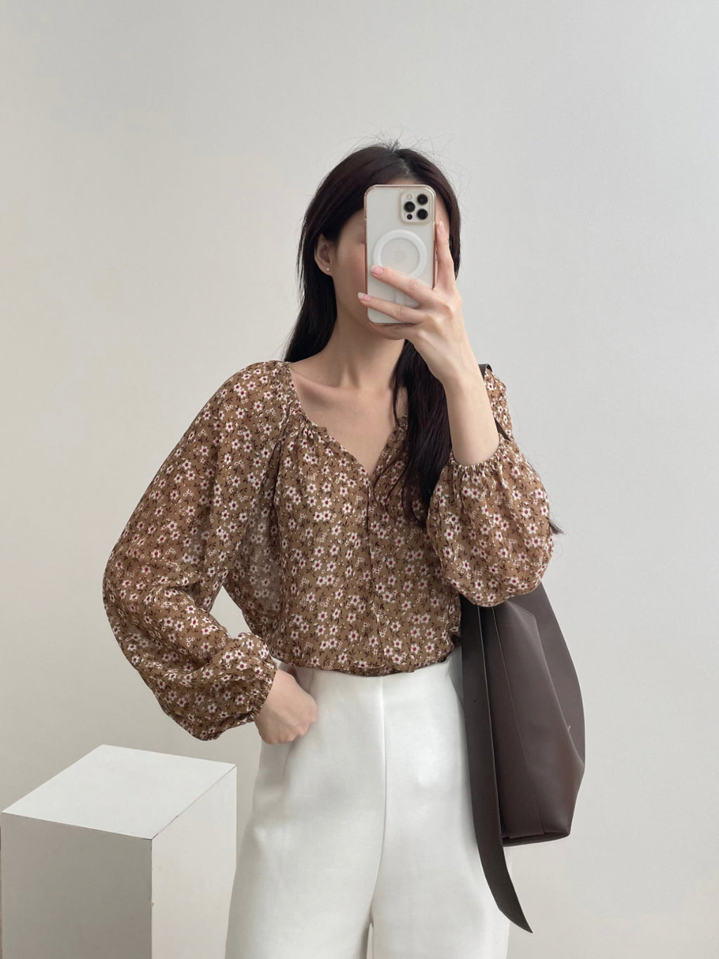 Kadaka T-0440 Floral Pattern Blouse Wanita Tangan Panjang