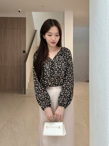 Kadaka T-0440 Floral Pattern Blouse Wanita Tangan Panjang