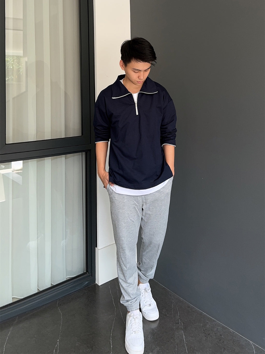 Kadaka MO-0110 Half Zip Sweater Atasan Lengan Panjang Pria