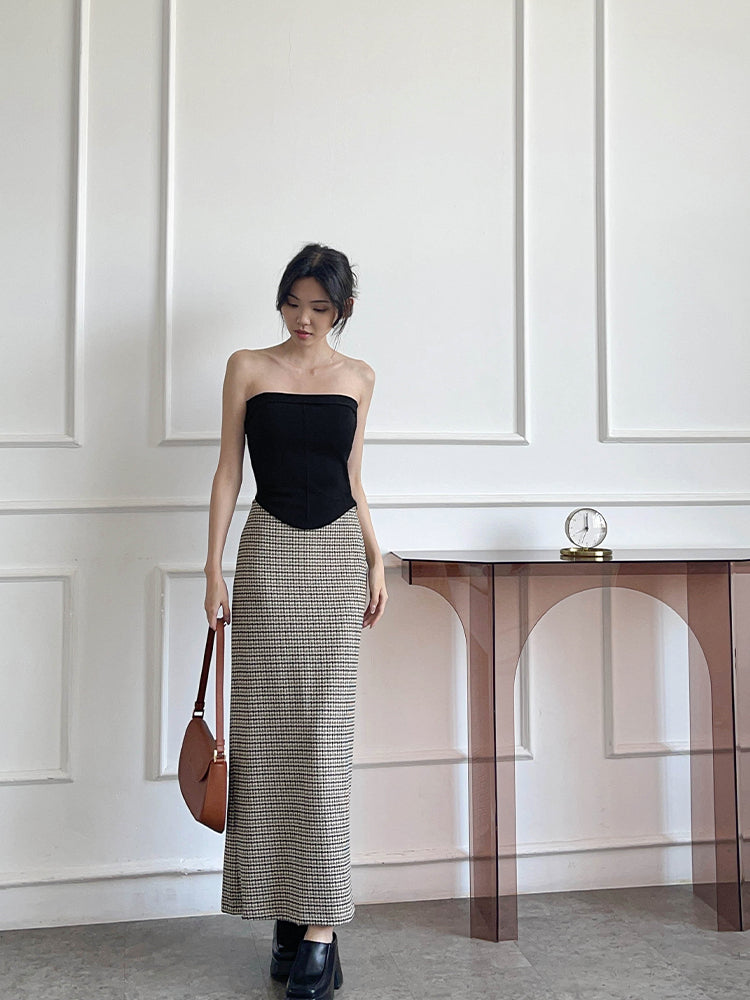 Kadaka B-0206 Knit Tweed Korean Maxi Skirt | Rok Maxi Wanita Knit