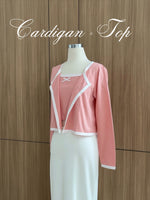 Load image into Gallery viewer, Kadaka T-0420 Tanktop Set with Cardigan Crop with Ribbon Coquette Style
