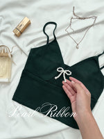 Load image into Gallery viewer, Kadaka T-0455 Tanktop Korea Rib Stretch Crop Atasan Wanita Tank Top with Pearl Ribbon Coquette
