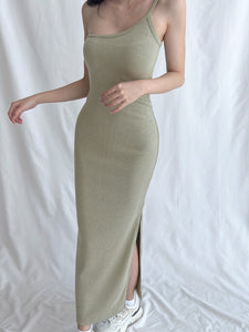 Kadaka D-0235 One Shoulder Maxi Knit Dress | Bodycon Slit Dress Wanita