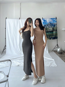 Kadaka D-0235 One Shoulder Maxi Knit Dress | Bodycon Slit Dress Wanita