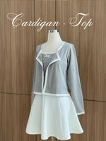 Load image into Gallery viewer, Kadaka T-0420 Tanktop Set with Cardigan Crop with Ribbon Coquette Style
