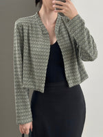 Muat gambar ke penampil Galeri, Kadaka O-0197 Crop Outer Blazer Wanita Knit Tweed
