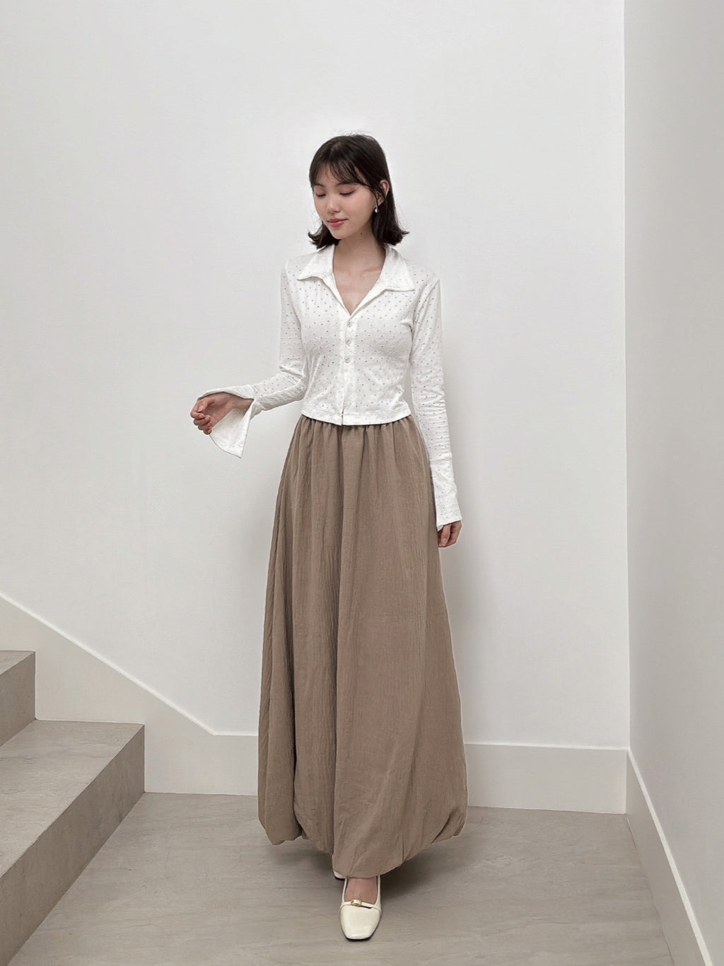 Kadaka B-0215 Maxi Balloon Skirt Linen Crinkle | Rok Panjang Wanita